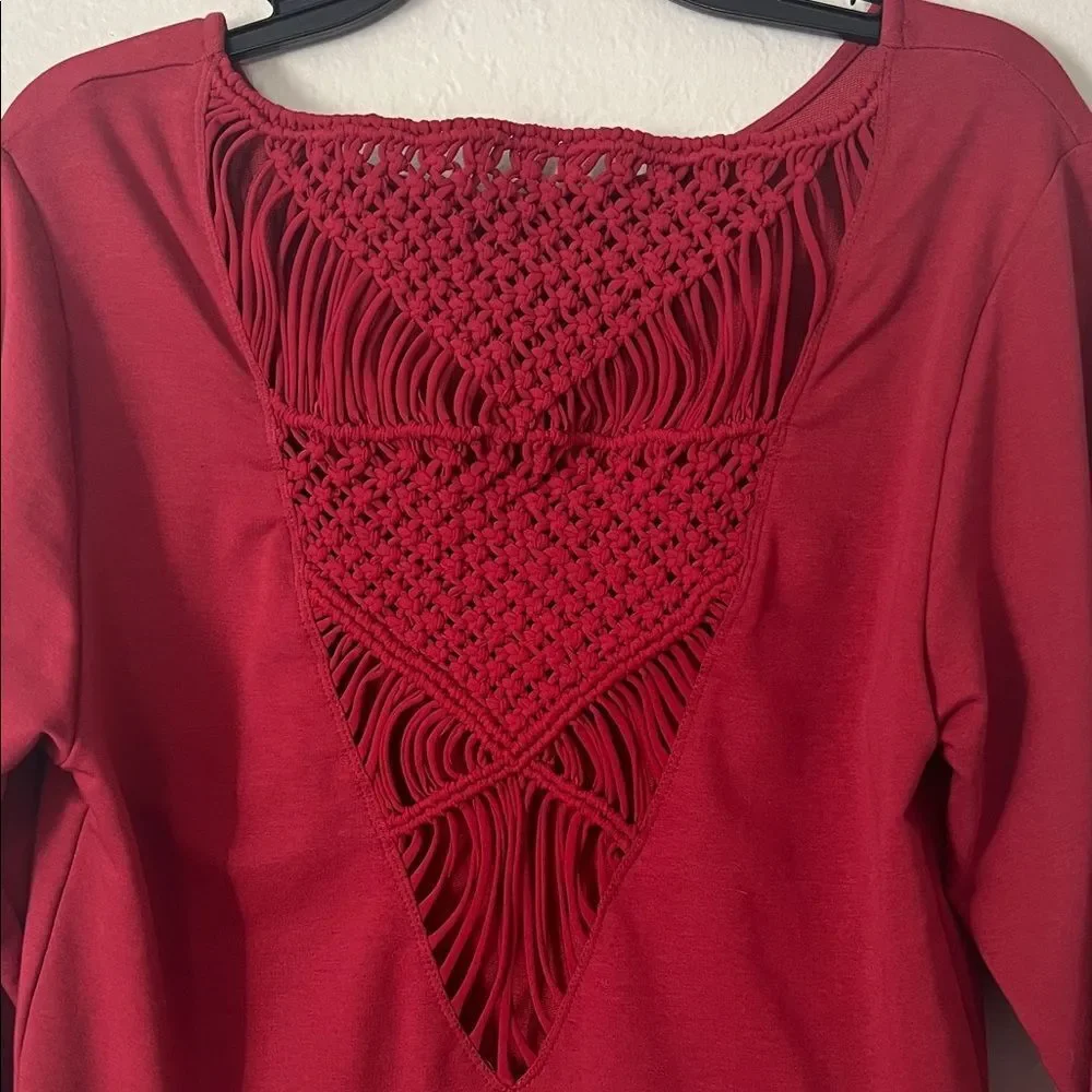 Carbon38 Legion Pullover Sweatshirt Macrame Crochet Back in Size XS
